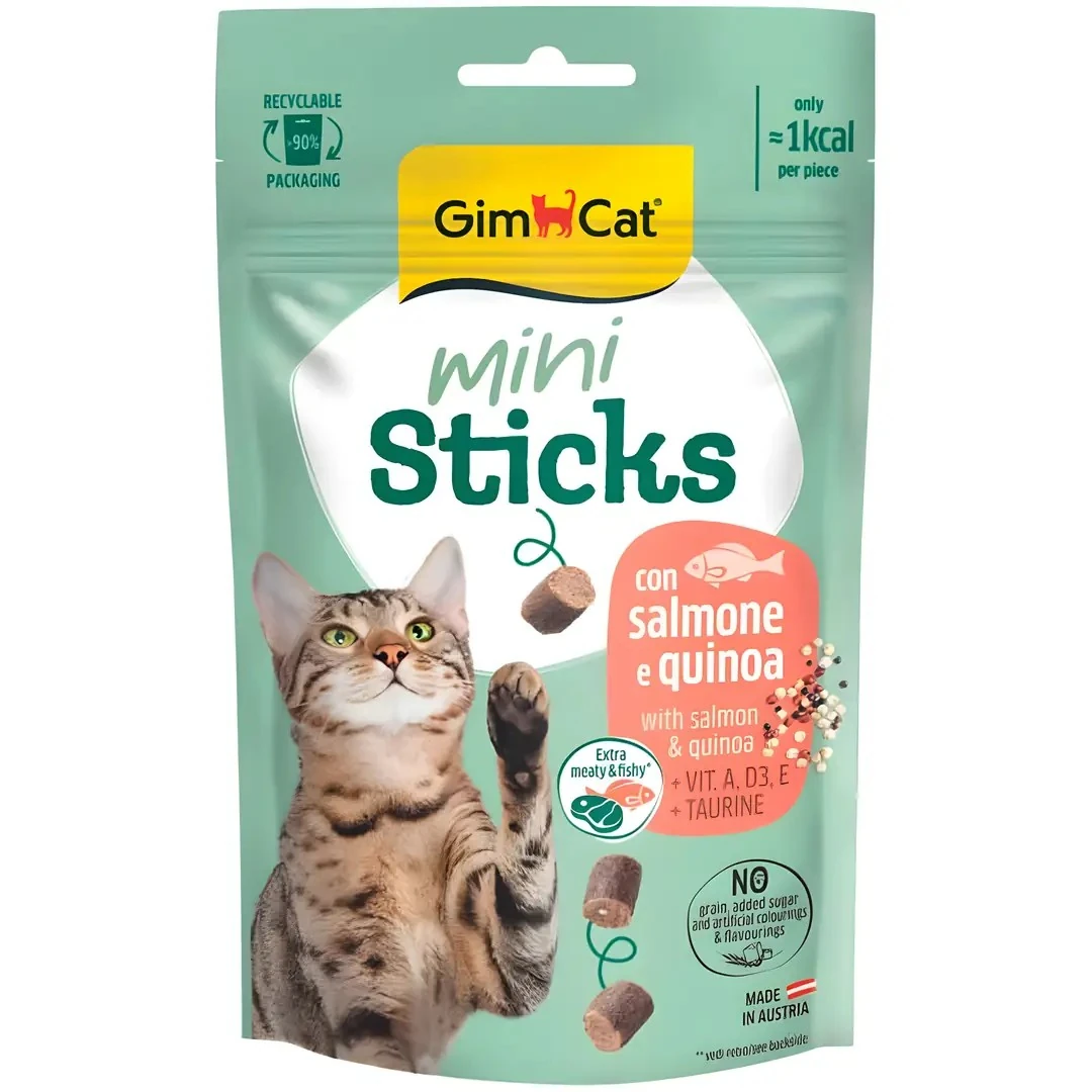 GimCat Kedi Ödülü Somonlu ve Kinoalı Mini Sticks 50 Gr